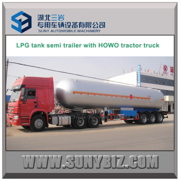 HOWO Tractor Gas Delivery Road Tank LPG Tanker Semi Trailer