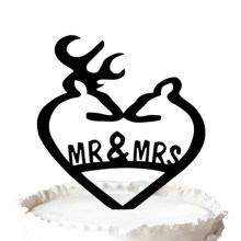 Олень свадебный торт Топпер, гравированные Mr & миссис торт цилиндр