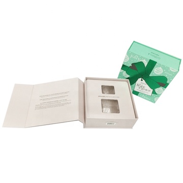 Boîte d&#39;emballage cadeau en papier de soin de la peau ruban/vert