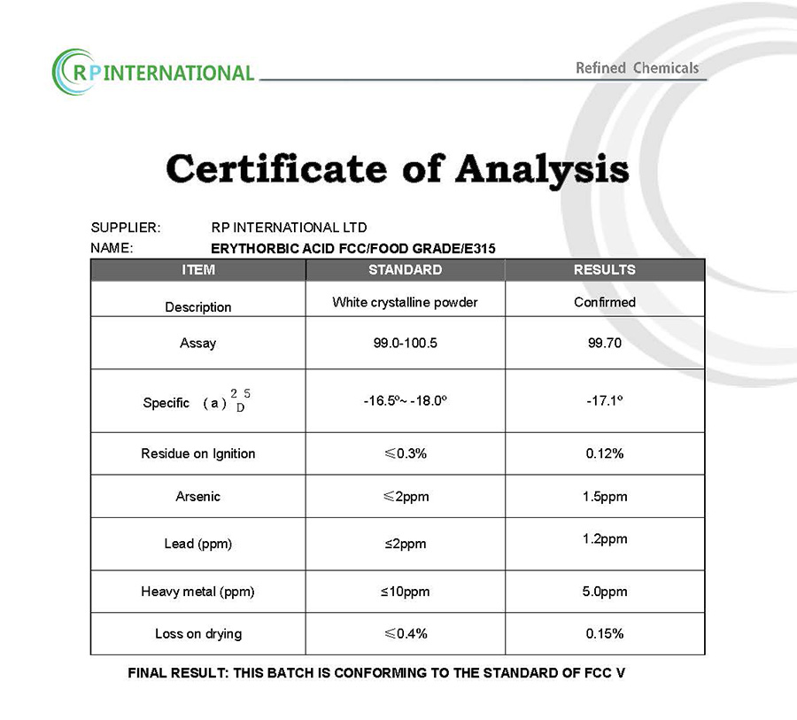 Specification-Erythorbic Acid