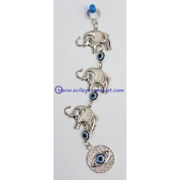 Evil Eye Bead Three Elephant Wall Hanging Amulet