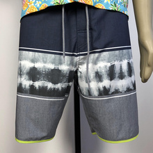 custom Black grey patterned male beach shorts