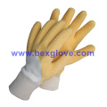 Algodão Jersey Liner, Algodão Knit Wrist, Latex Coating, Ripple Styled Crinkle Finish Glove