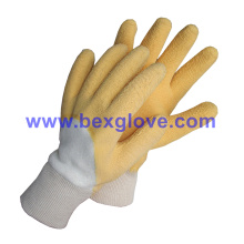 Algodão Jersey Liner, Latex Coating, Ripple Styled Gloves
