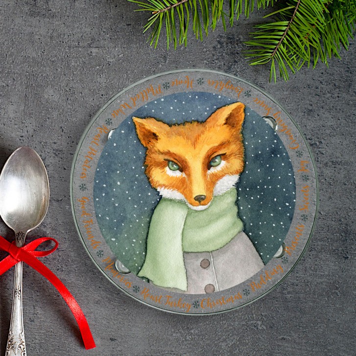 winter-fox-round-glass-coaster