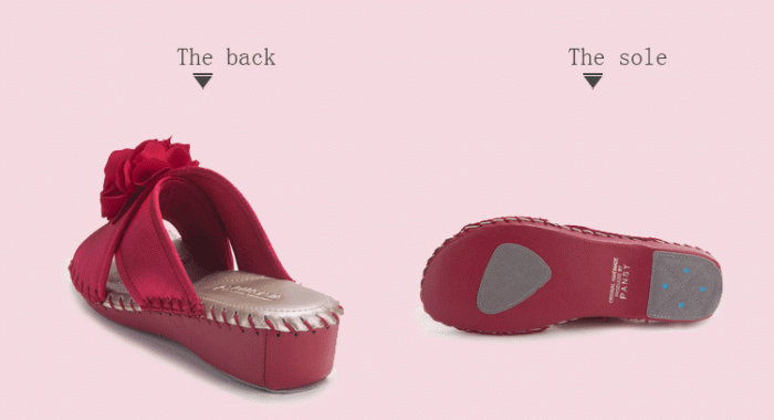 pansy comfort shoes indoor slippers red details