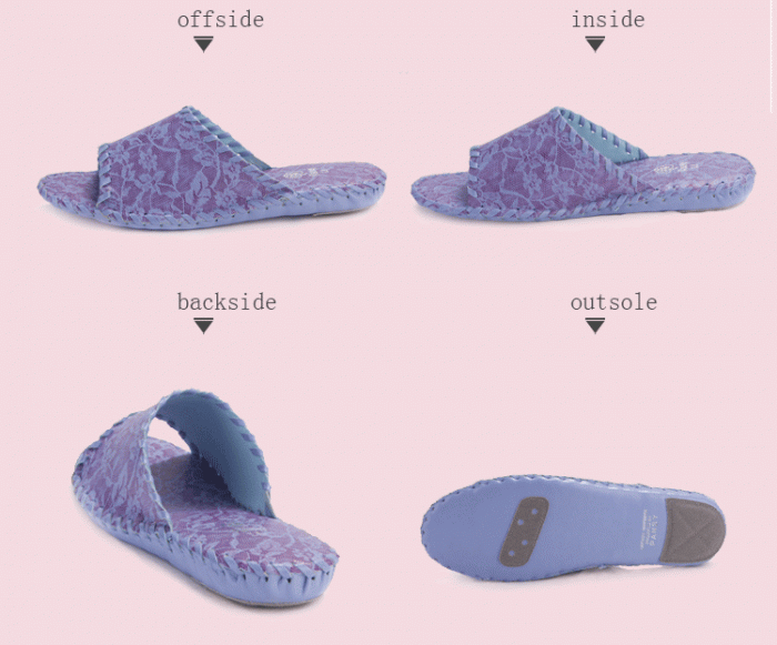 pansy comfort indoor slippers blue details