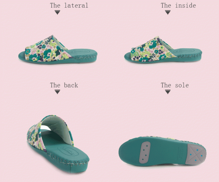 pansy comfort indoor slippers green details