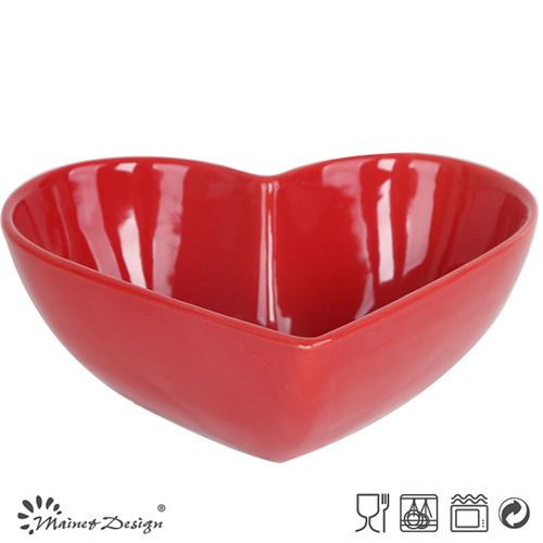 16PCS Dinner Plate Heart Shape Full Red Glazed Design