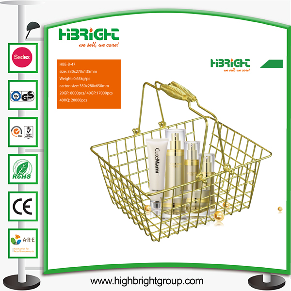 Metal Shopping Basket Oval-Shaped Supermarkets Basket