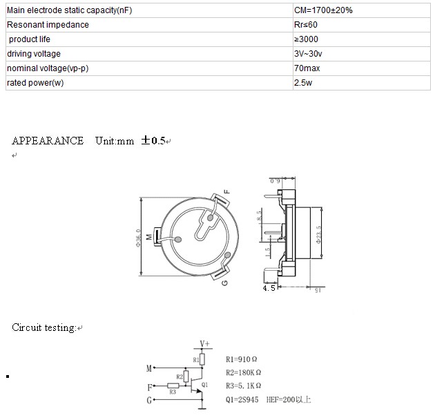 36mm Best Peice 12V Piezo Buzzer for Smoke Alarm (FBELE)