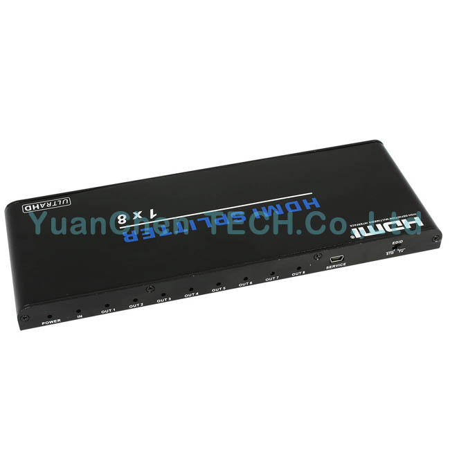 Support 3D 1080P 2.0V 1X8 HDMI Splitter for HDTV DVD PS3