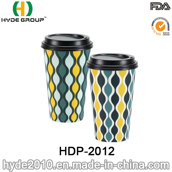 Promotional Disposable Hot Coffee Paper Cup with Lid (HDP-2012)