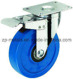 3inch Medium Sized Biaxial Blue PVC Caster Wheels with Brake