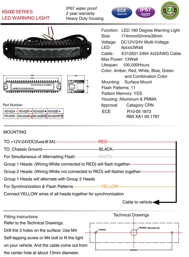 Ks002 Series IP67 Waterproof LED Warning Light