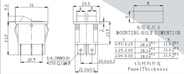 Soken Kema Keur Rocker Switch T125 55