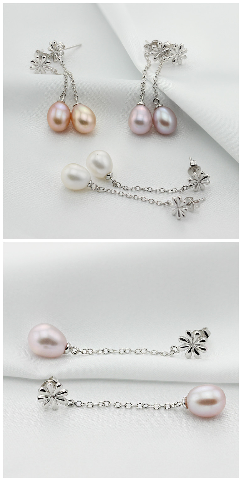 Pearl Earring Jewelry 8-9mm Drop High Quality Freshwater Stud Pearl Earring
