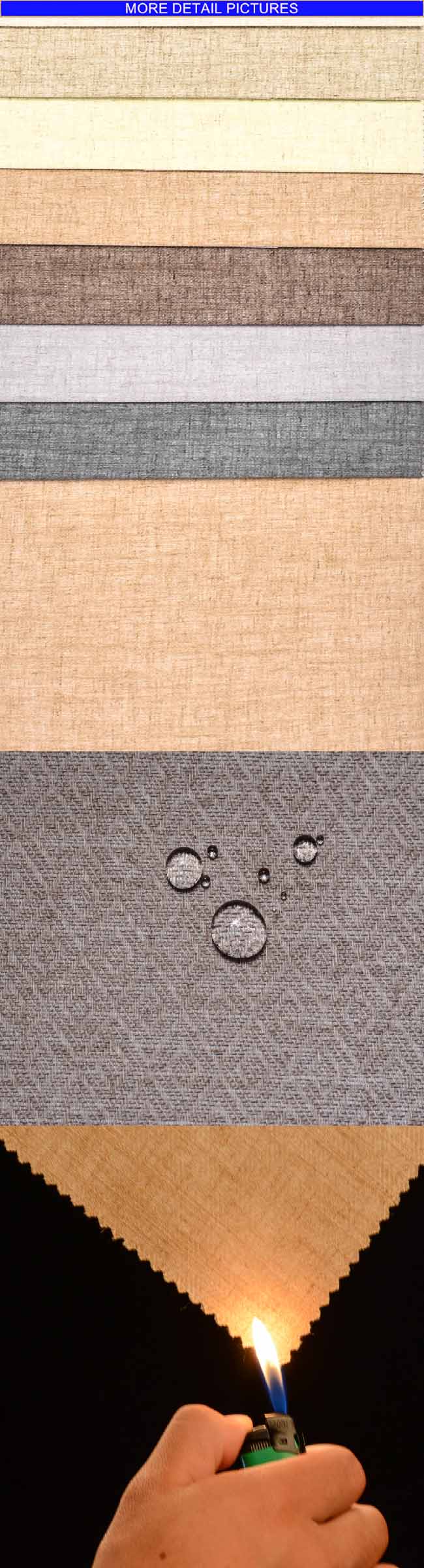 Flocking Fire Retardant Blackout Poly Line Fabric for Curtains