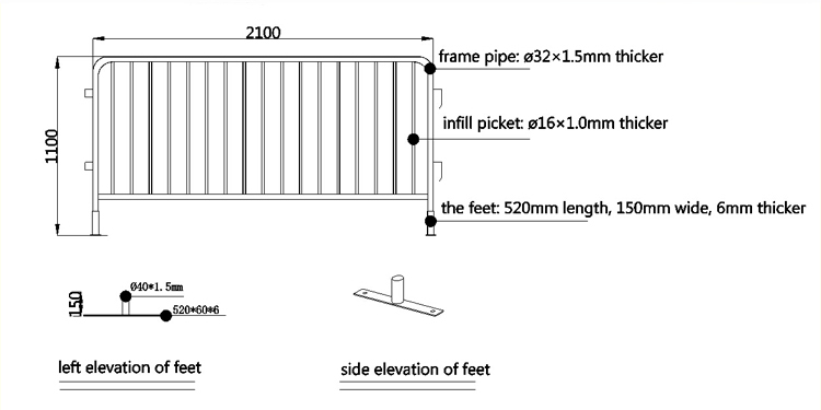 Temporary Safety Concert Metal Construction Crowd Control Barrier