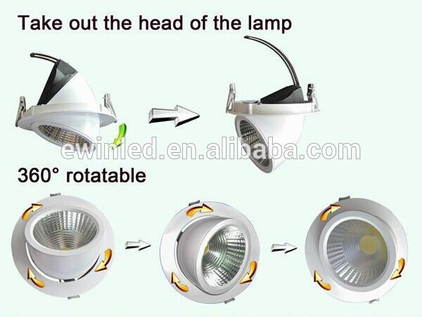 90lm/W 15W Rotatable LED Downlight with CE RoHS