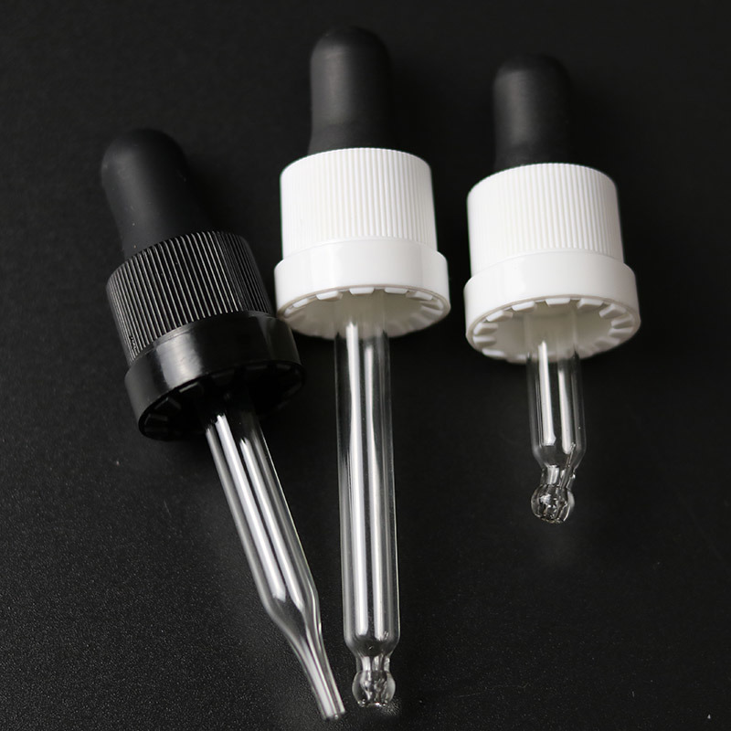 Glass Dropper with Plastic Cap and Rubber Cap (ND02)