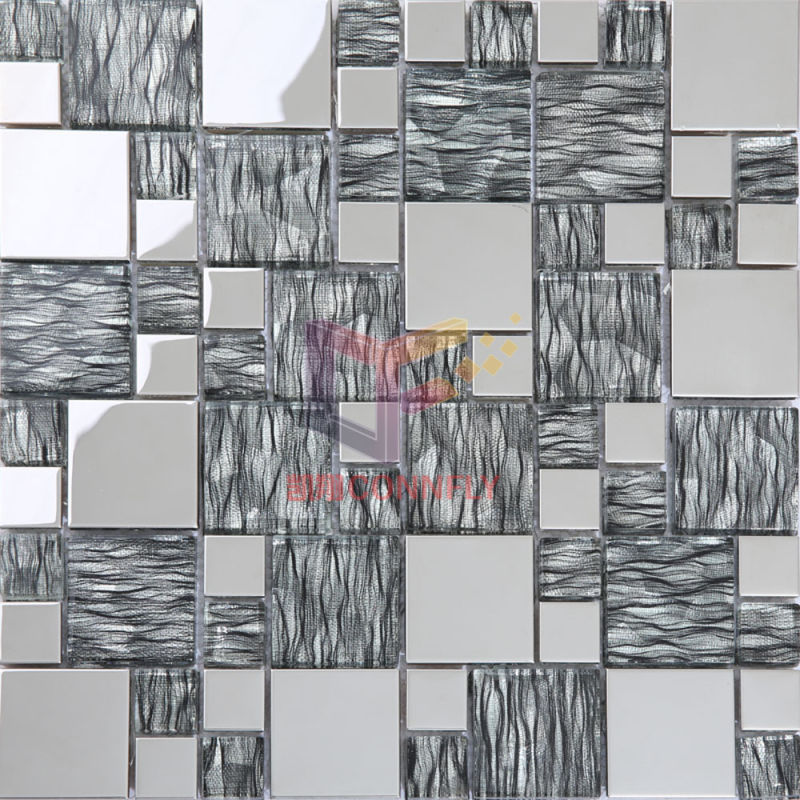 Leaf Pattern Crystal Mix Metal Mosaic (CFM858)