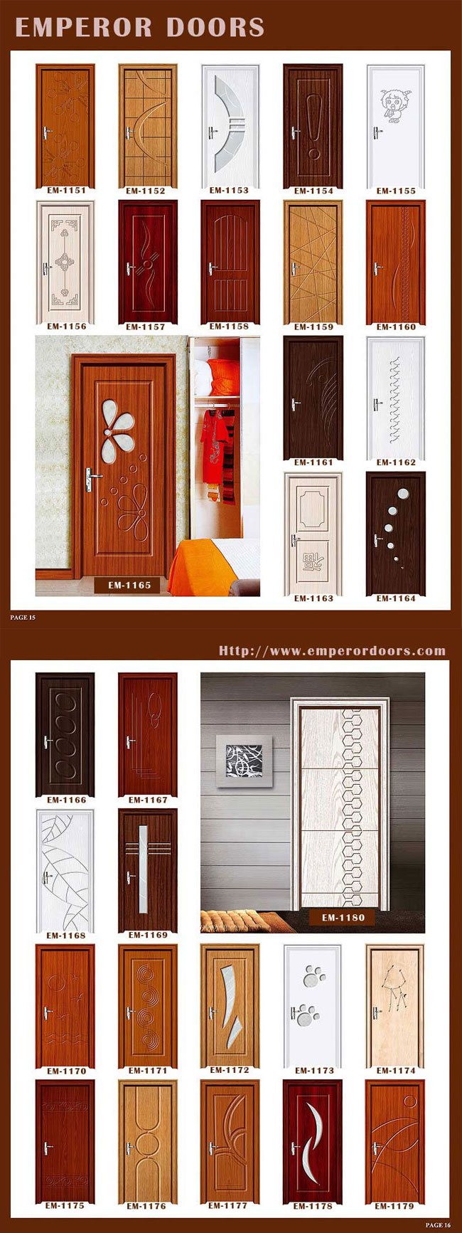PVC Wooden Wrought Iron Interior Door for Bedroom