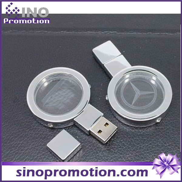 Magnifying Glass Metal Gold and Silver 128GB Flash Drive