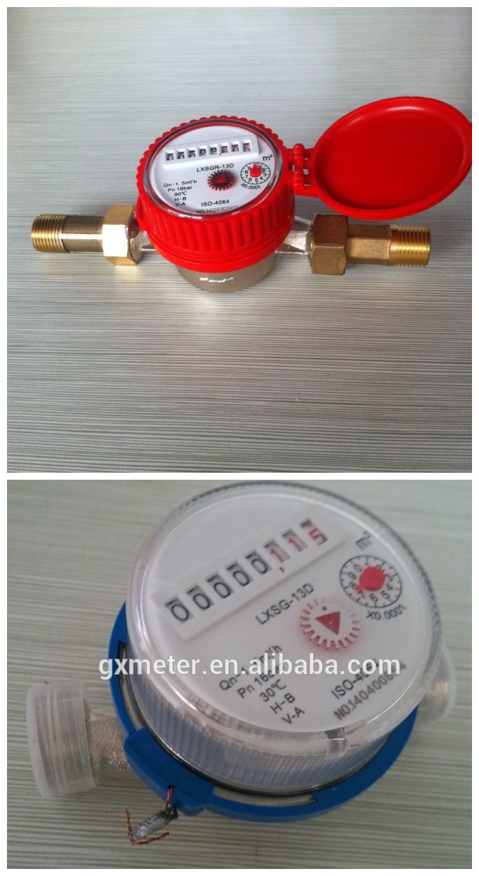 Single-Jet Dry Dial Type Water Meter in Black Plastic Body