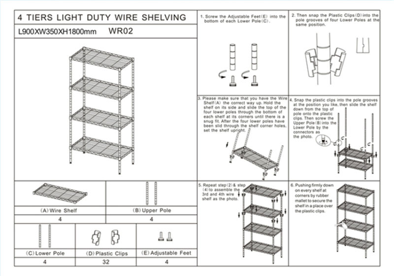 DIY 4 Layers Metal Office Wire File Storage Rack with High Quality