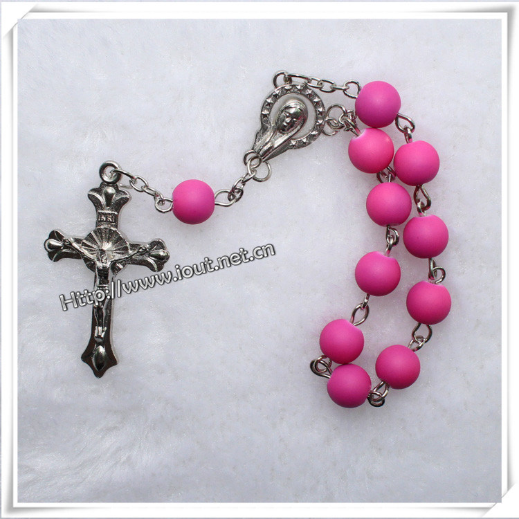 8mm Religious Plastic Rainbow Beads One Decade Rosary (IO-CE031)