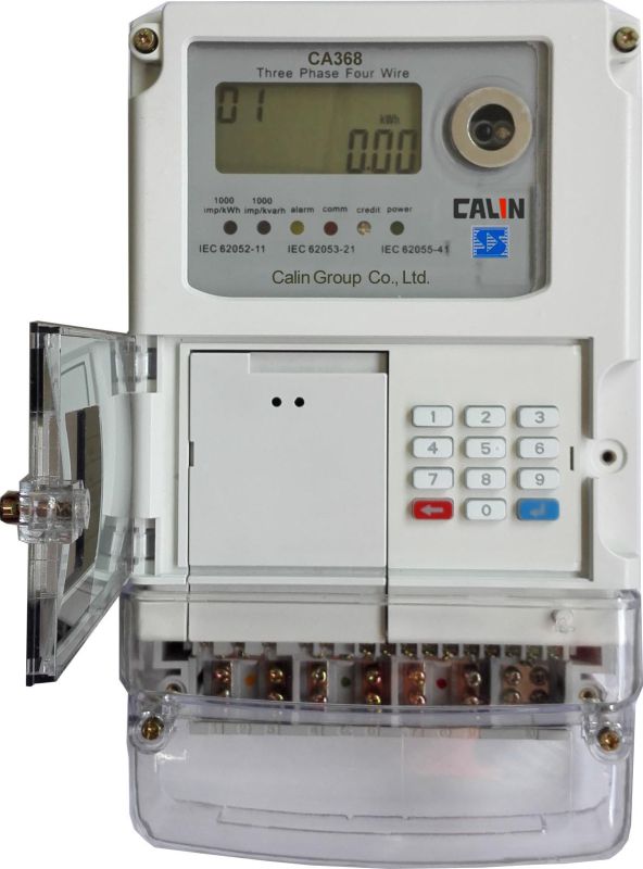 Three Phase Sts Keypad Prepaid Energy Meter with Plug-in GPRS Module