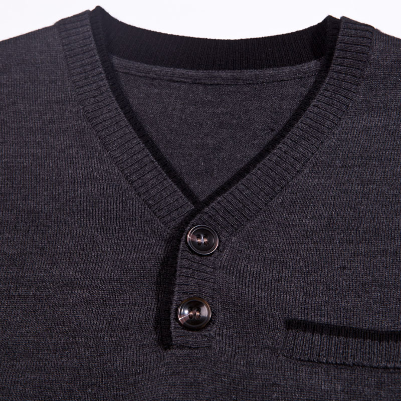 Acrylic/Wool V Neck Semi Openness Pullover Sweater for Men