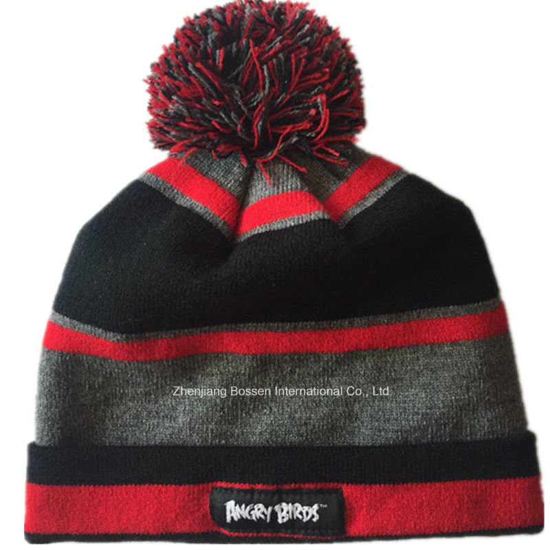 OEM Produce Customized Design Cartoon Knitted Acrylic Jacquard Sports Beanie Hat