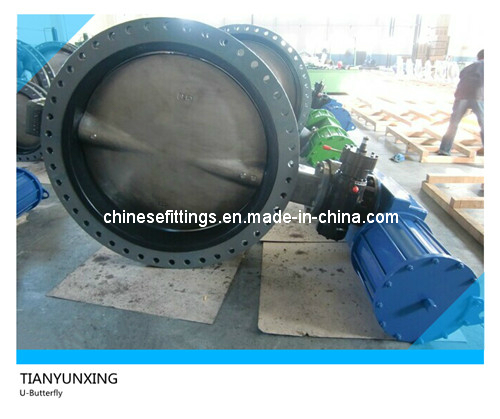 EPDM Liner U Type Section Double Flange Butterfly Valve