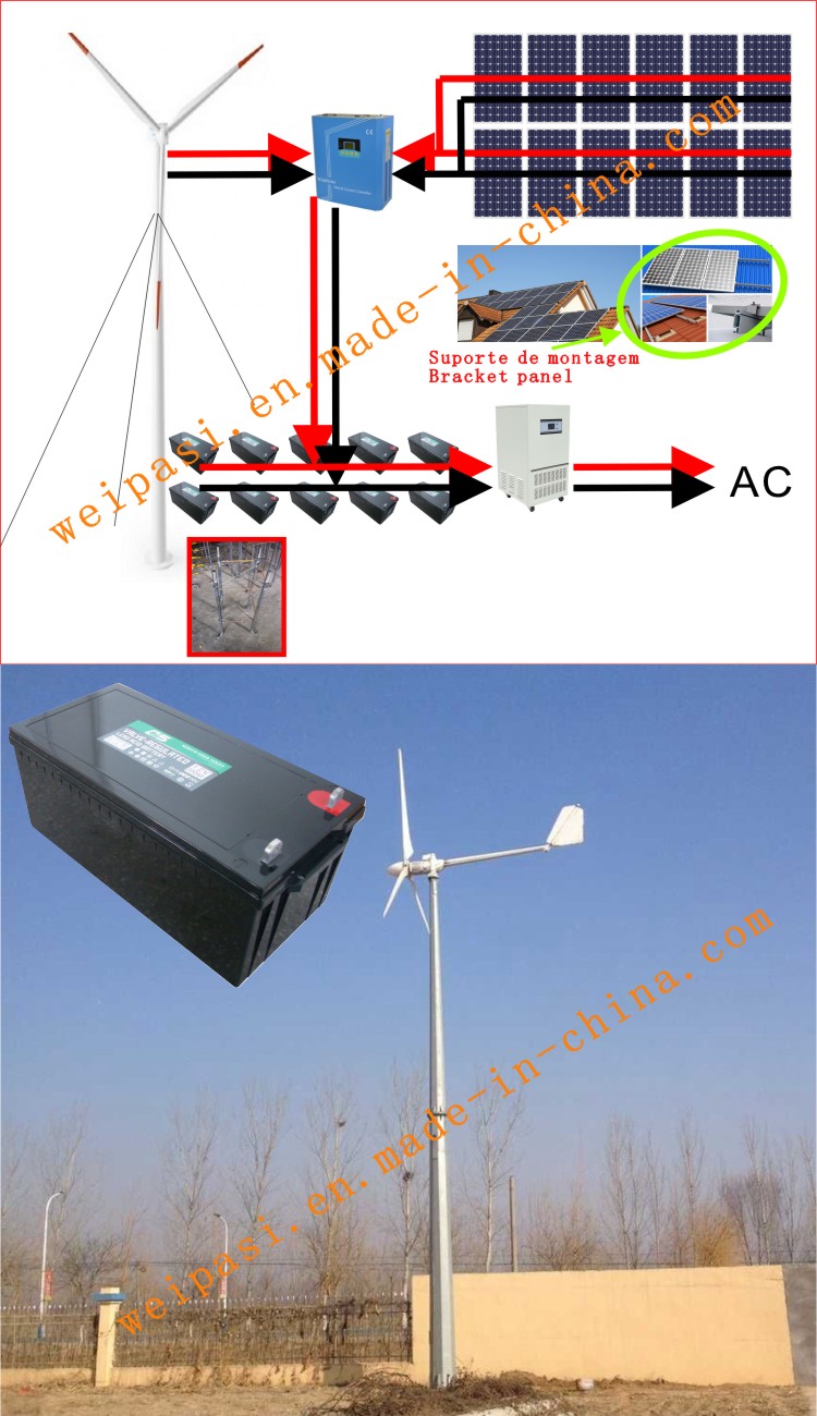 2kw Wind Power Generator System for Home or Farm Use Off-grid system GEL BATTERY 12V100AH