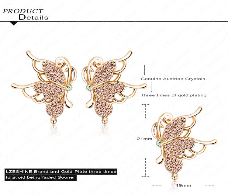 New Gold Plated Butterfly Stud Earrings (ER0075-C)