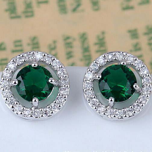 CZ Diamond Jewelry AAA Zircon Round Boucle Earrings