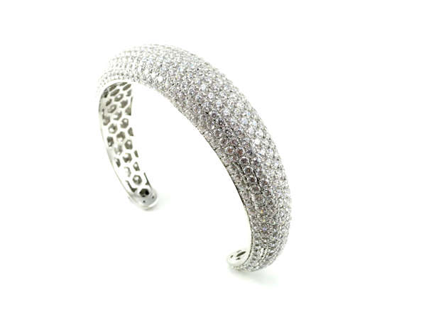 2015 Rhodium Plated AAA Cubic Zircon 925 Sterling Silver Bangle (G41224s)