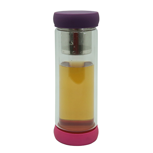 Double Wall Glass Tea Bottle 400ml with Strainer