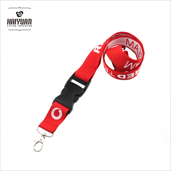 Red Jacquard Lanyard with Safety Buckle at The Neck