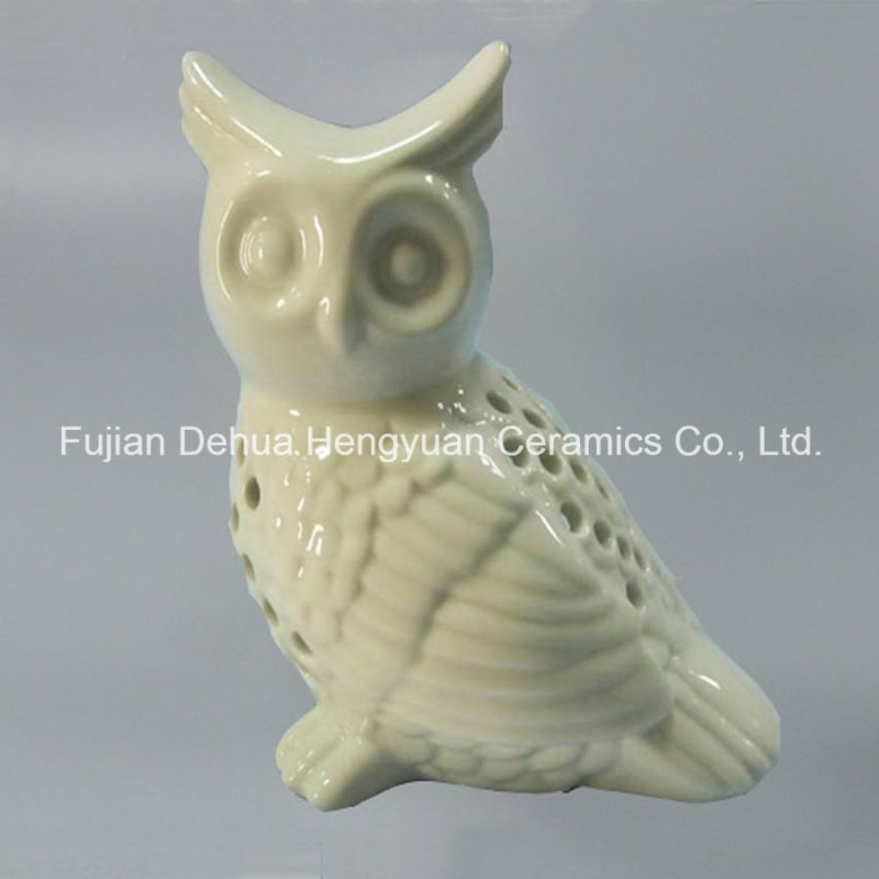 Electroplated Decoration Couple Ceramic Owl Figurine