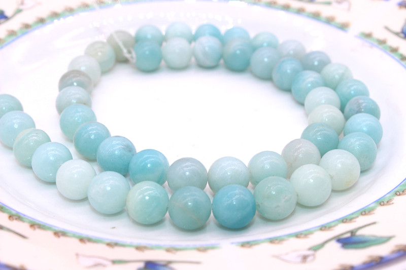 DIY Gemstone Loose Strand 4 6 8 10 12 mm Wholesale Natural Amazonite Beads Strand