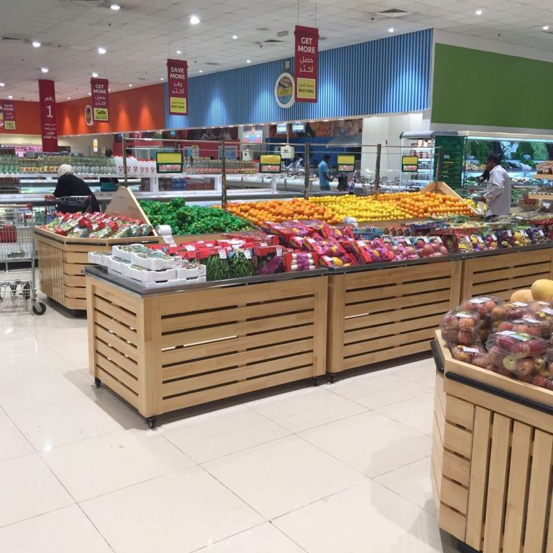 Wood Supermarket Fruit Shelf for Display