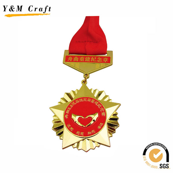 Zinc Alloy Gold Plating Award Medal Printed Ym1166