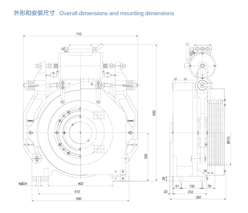 Low Noise and No Pollution Gearless Traction Machine (WWTY5 Series)