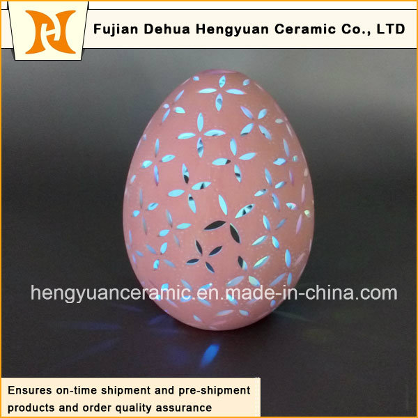 New Product Pink Egg Shape Ceramic Tealight Candle Holder