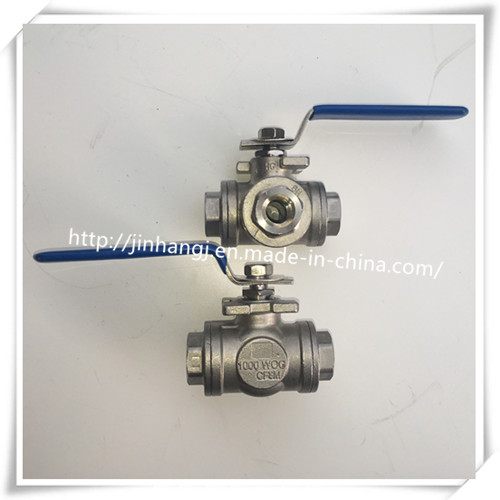 Stainless Steel 3 Way Ball Valve, L Port, T Port Three Way Ball Valve Handle