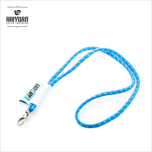 Factory Custom Round Cord Neck Rope Lanyard with Woven Label