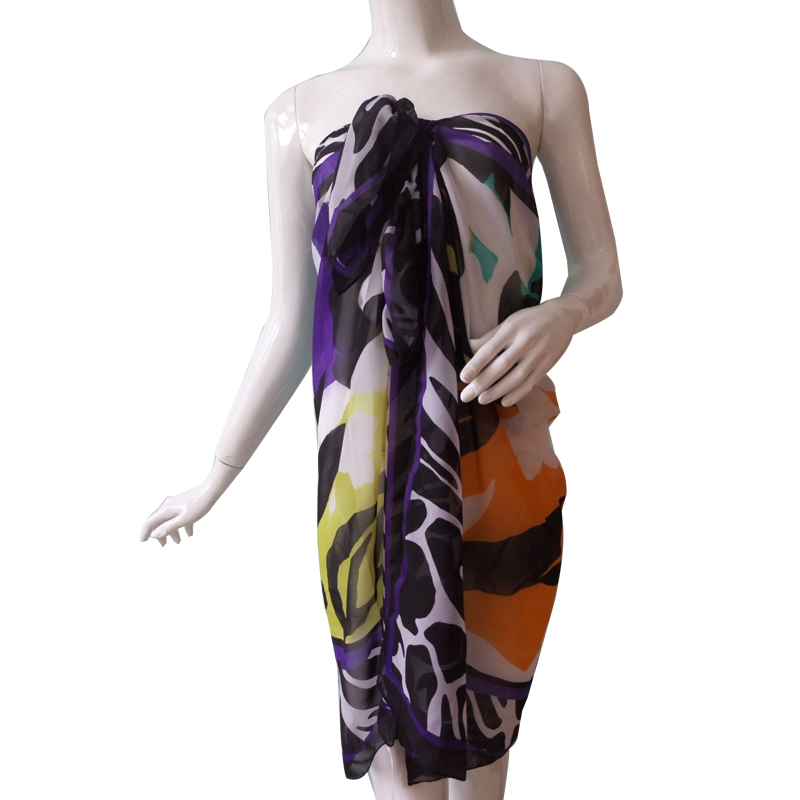 Polyester Chiffon Printed Scarf for Women Purple